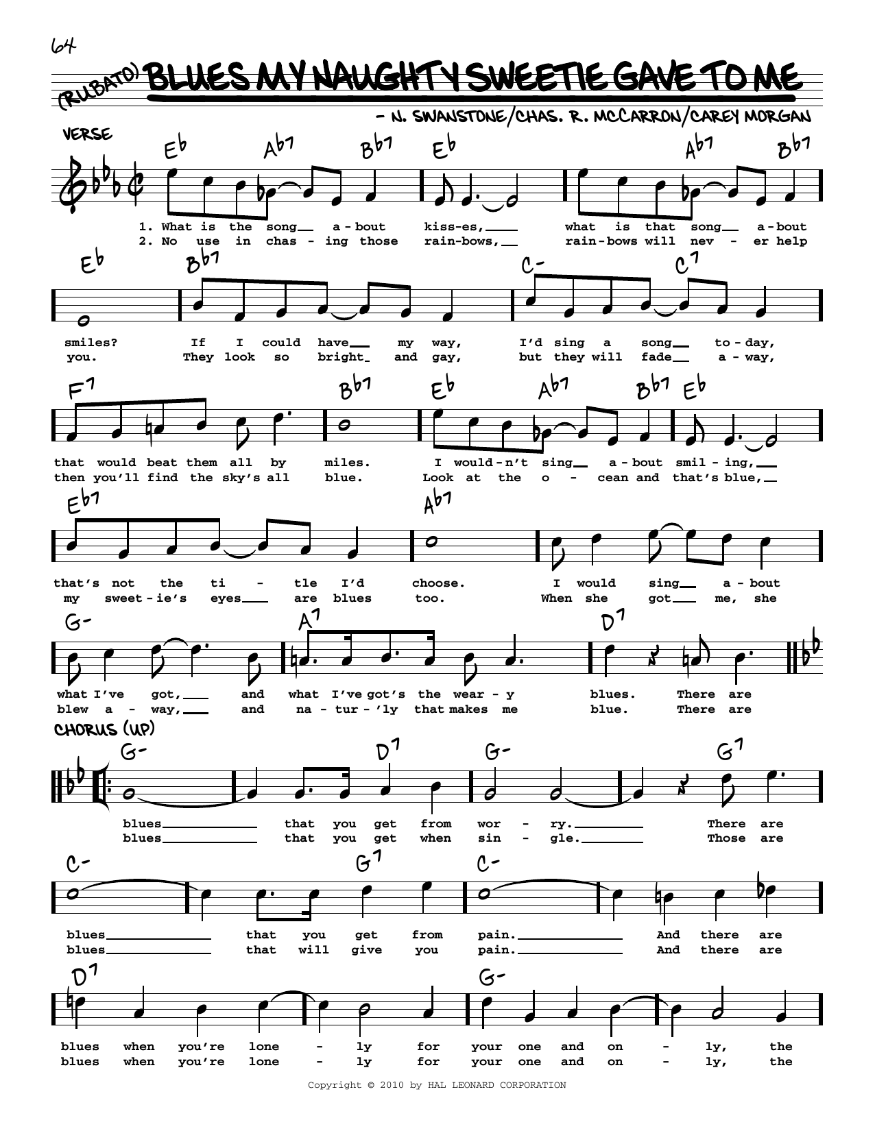 Carey Morgan Blues My Naughty Sweetie Gave To Me (arr. Robert Rawlins) sheet music notes and chords arranged for Real Book – Melody, Lyrics & Chords