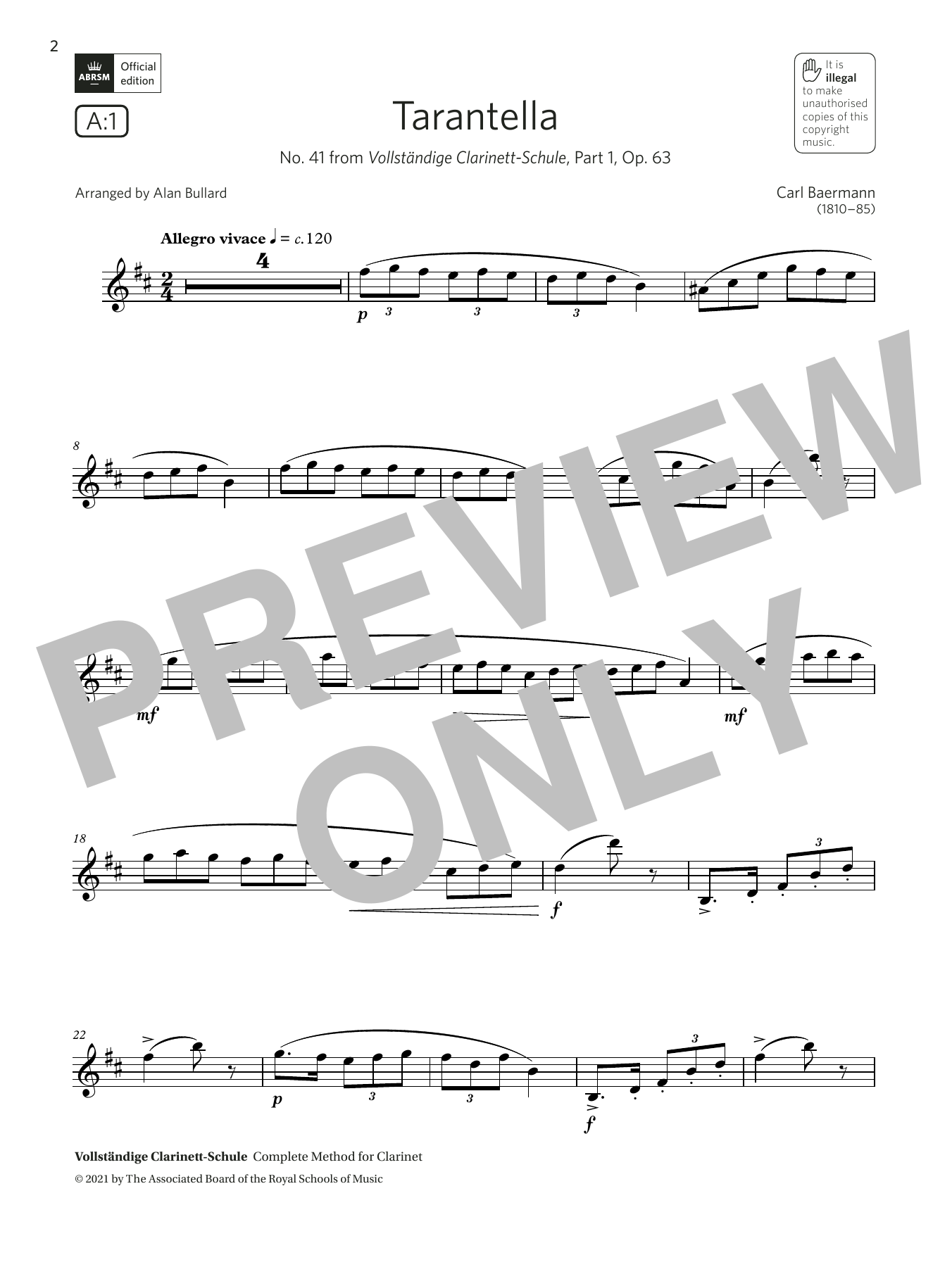 Carl Baermann Tarantella (from Vollständige Clarinett-Schule)(Grade 5 A1, the ABRSM Saxophone syllabus from 2022) sheet music notes and chords arranged for Alto Sax Solo