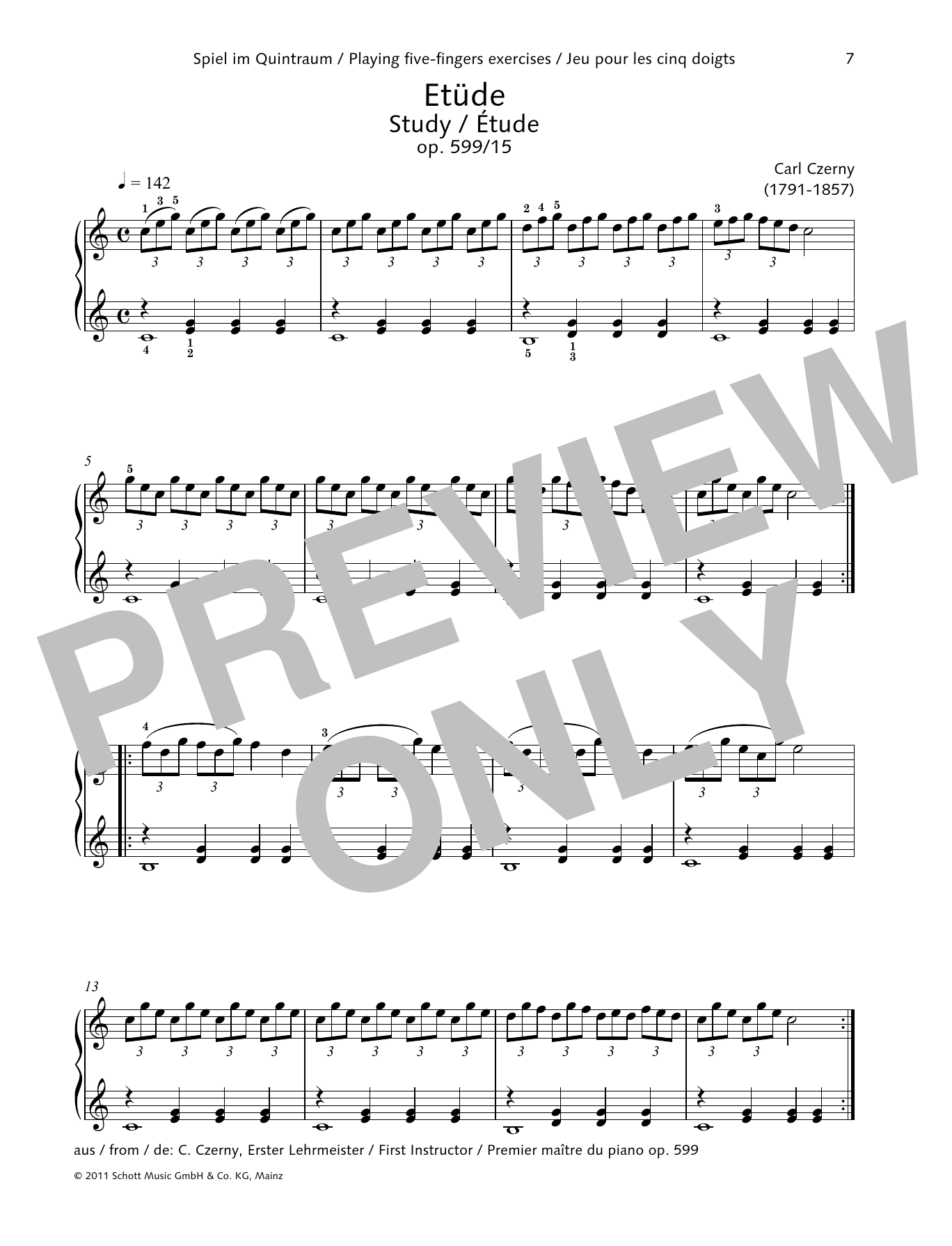 Carl Czerny Study sheet music notes and chords arranged for Piano Solo