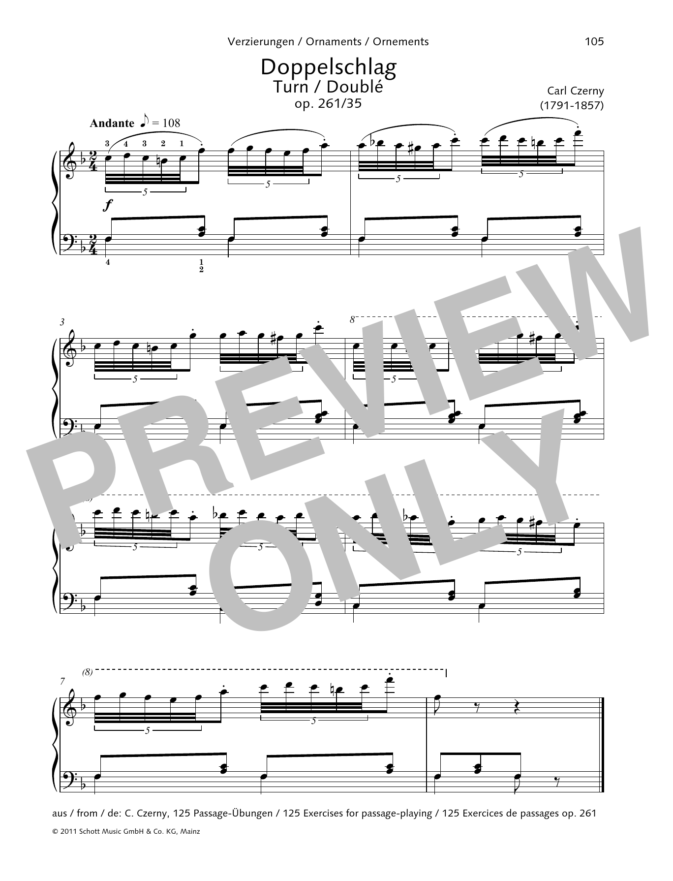 Carl Czerny Turn sheet music notes and chords arranged for Piano Solo