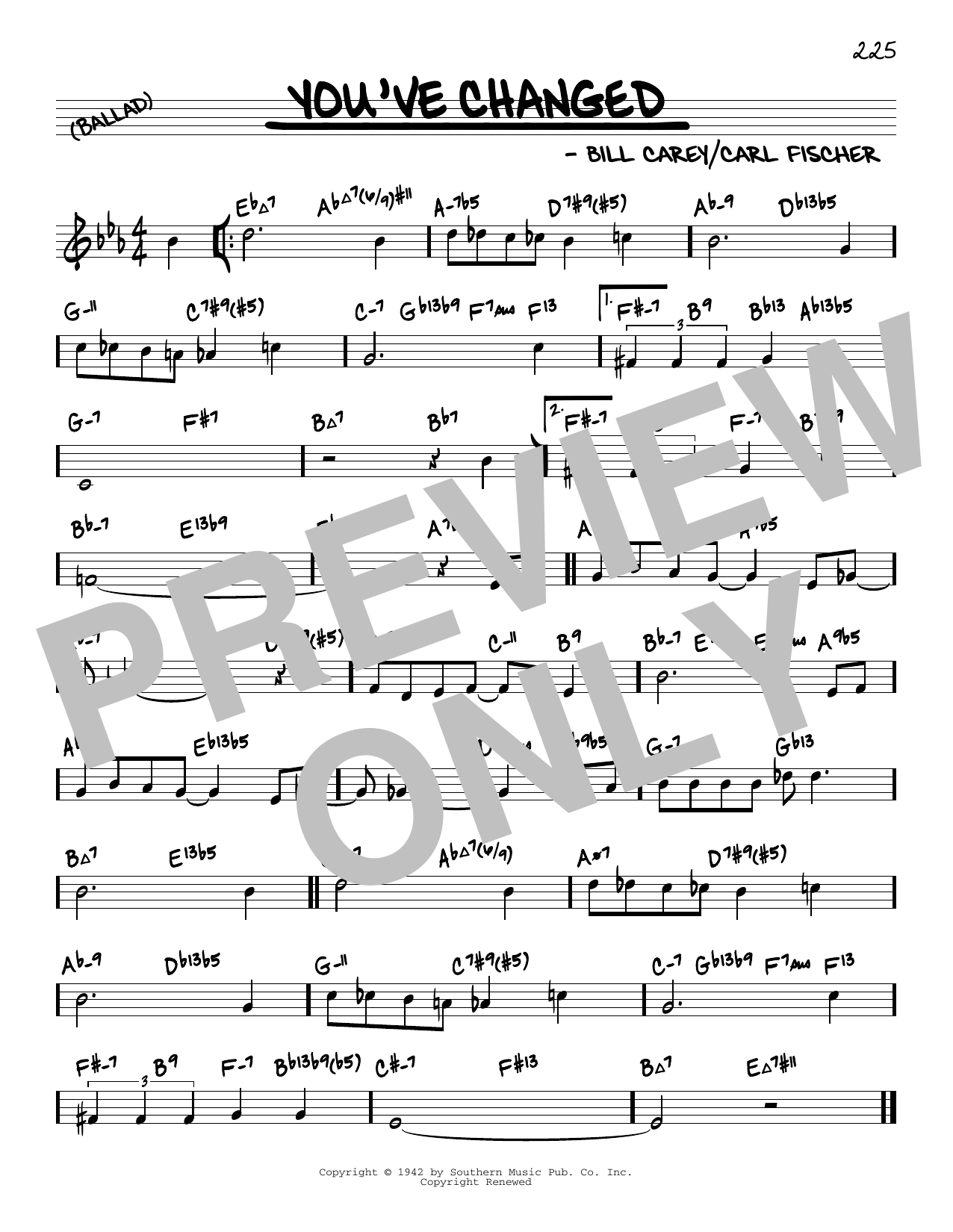 Carl Fischer You've Changed (arr. David Hazeltine) sheet music notes and chords arranged for Real Book – Enhanced Chords