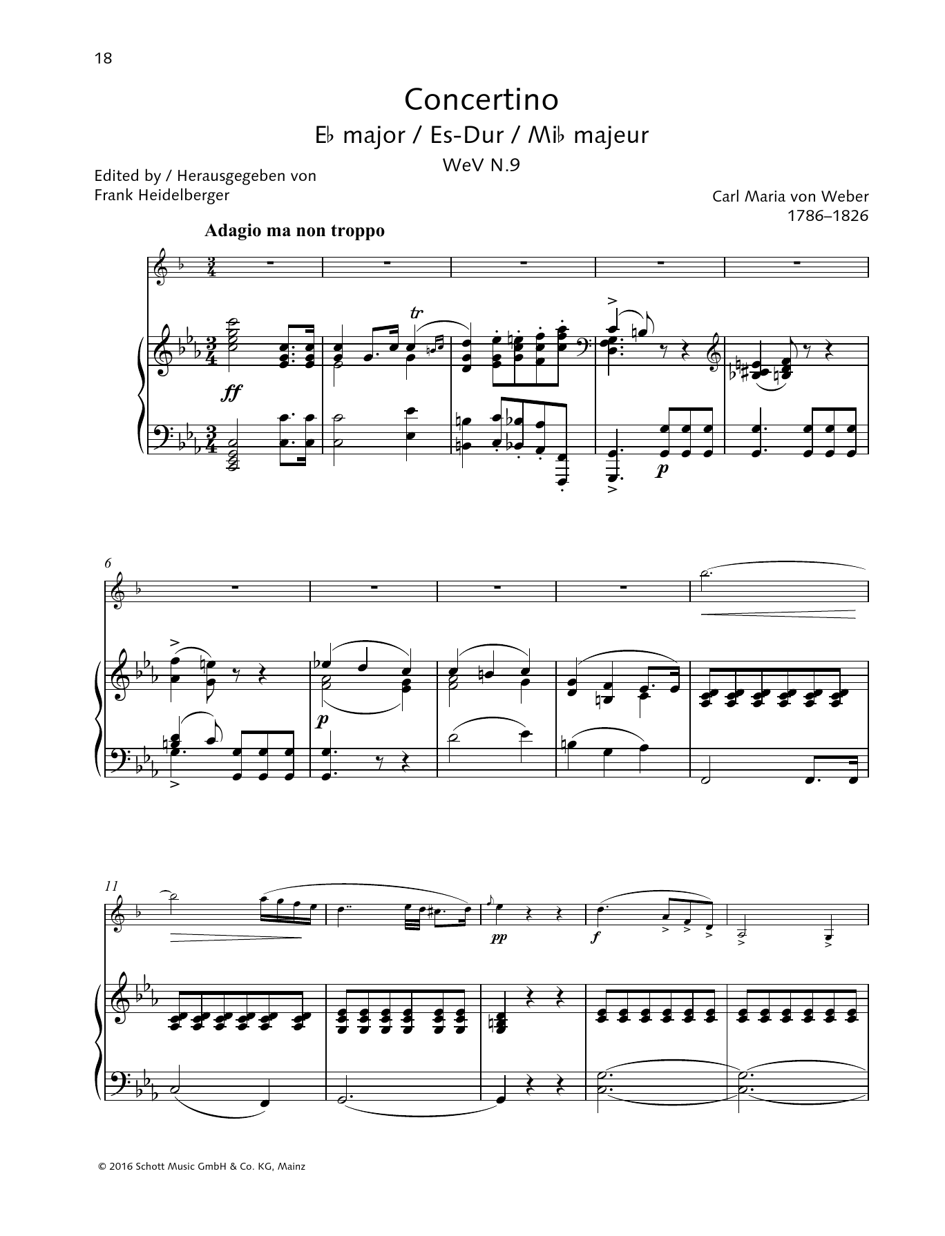 Carl Maria von Weber Concertino E-flat major sheet music notes and chords arranged for Woodwind Solo