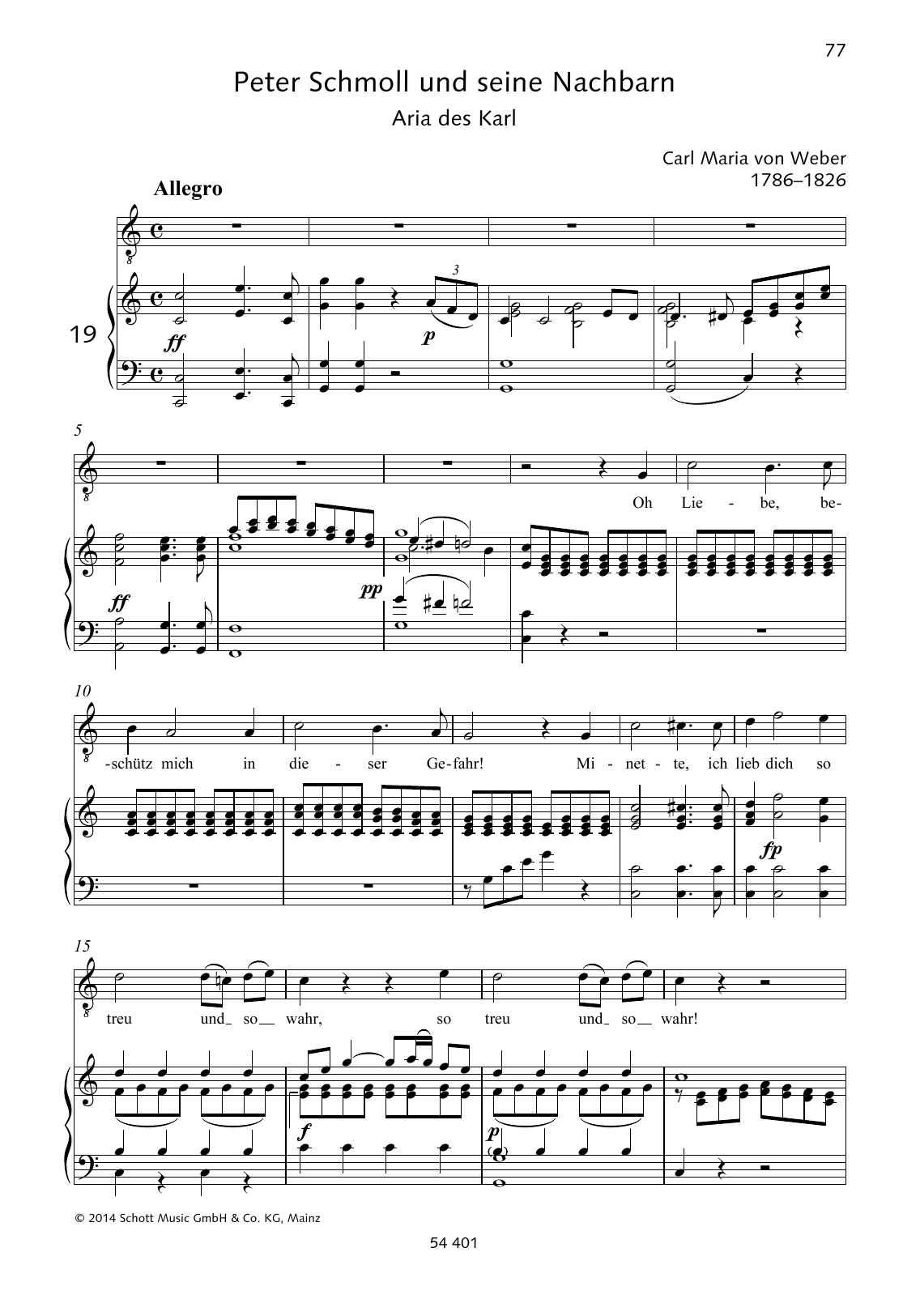 Carl Maria von Weber Oh Liebe, beschütz mich in dieser Gefahr! sheet music notes and chords arranged for Piano & Vocal
