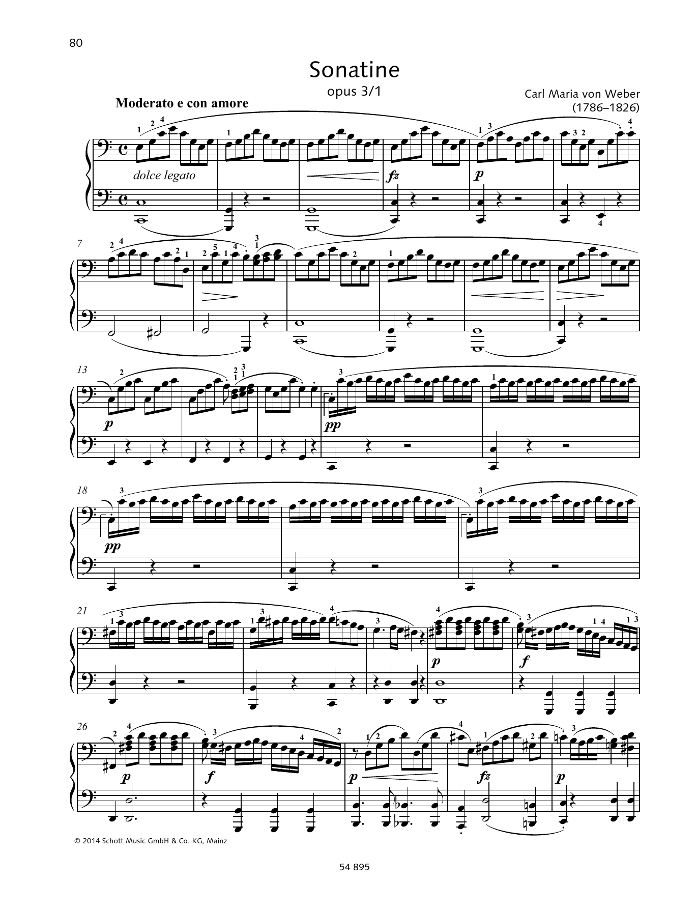 Carl Maria von Weber Sonatina sheet music notes and chords arranged for Piano Duet