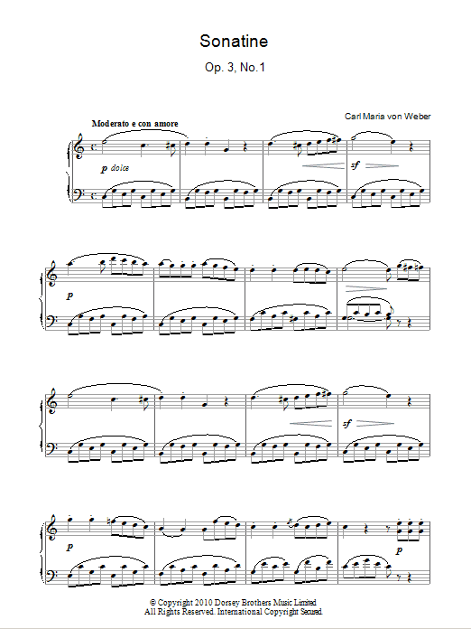Carl Maria von Weber Sonatine, Op. 3, No. 1 sheet music notes and chords arranged for Piano Solo