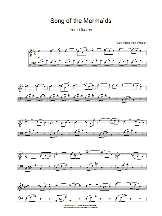 Carl Maria von Weber Song Of The Mermaids (from Oberon) sheet music notes and chords arranged for Piano Solo