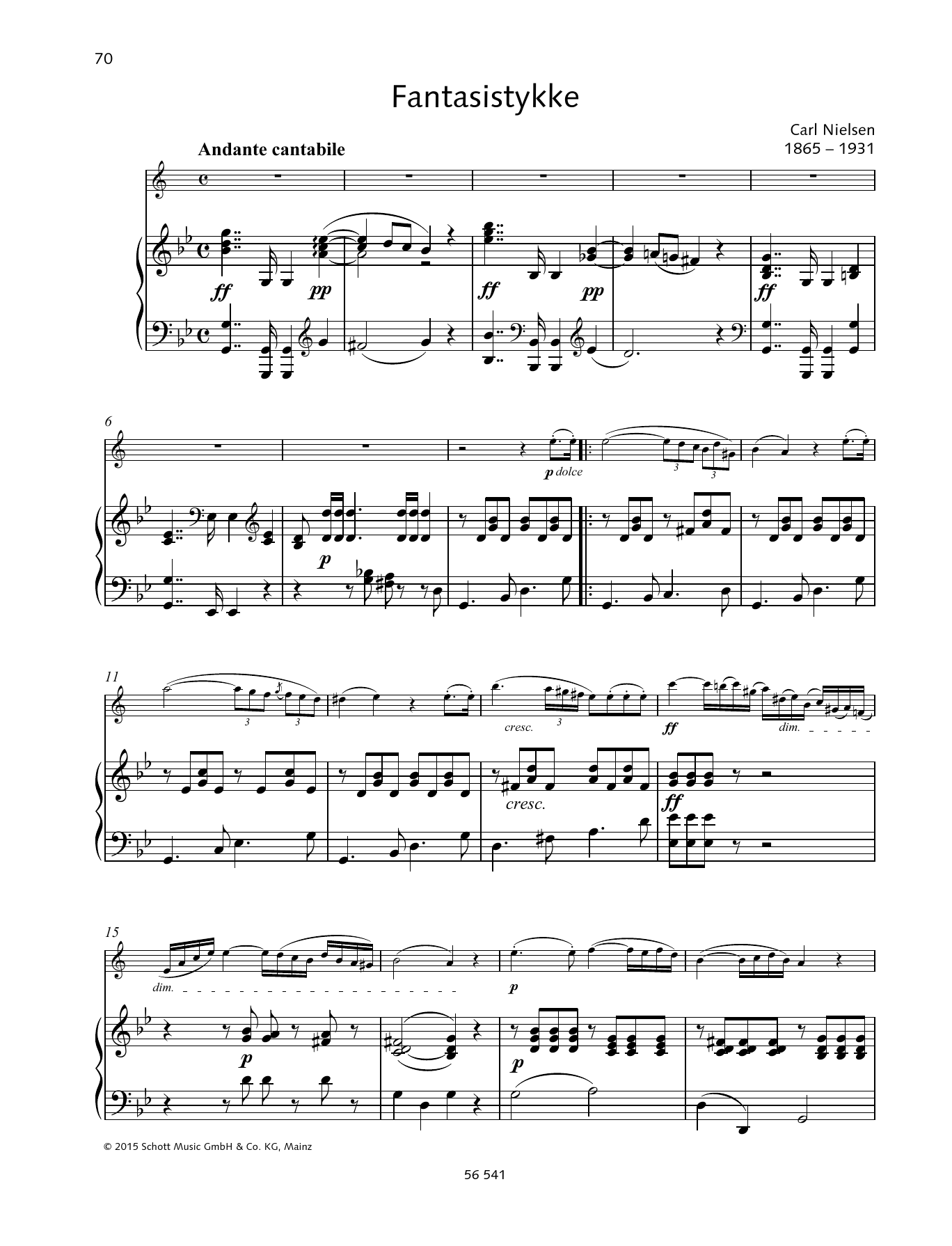 Carl Nielsen Fantasistykke sheet music notes and chords arranged for Woodwind Solo