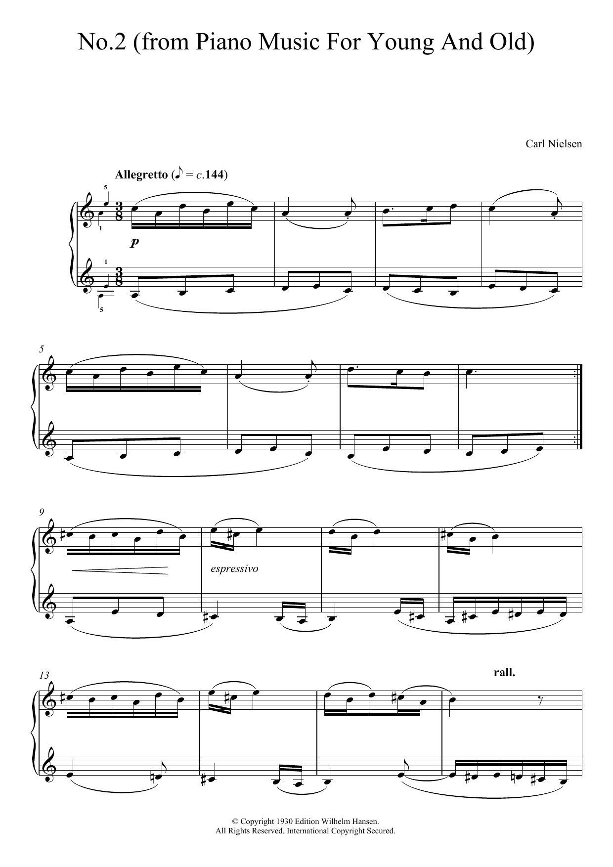Carl Nielsen No. 2 (from 'Piano Music For Young And Old') sheet music notes and chords arranged for Piano Solo