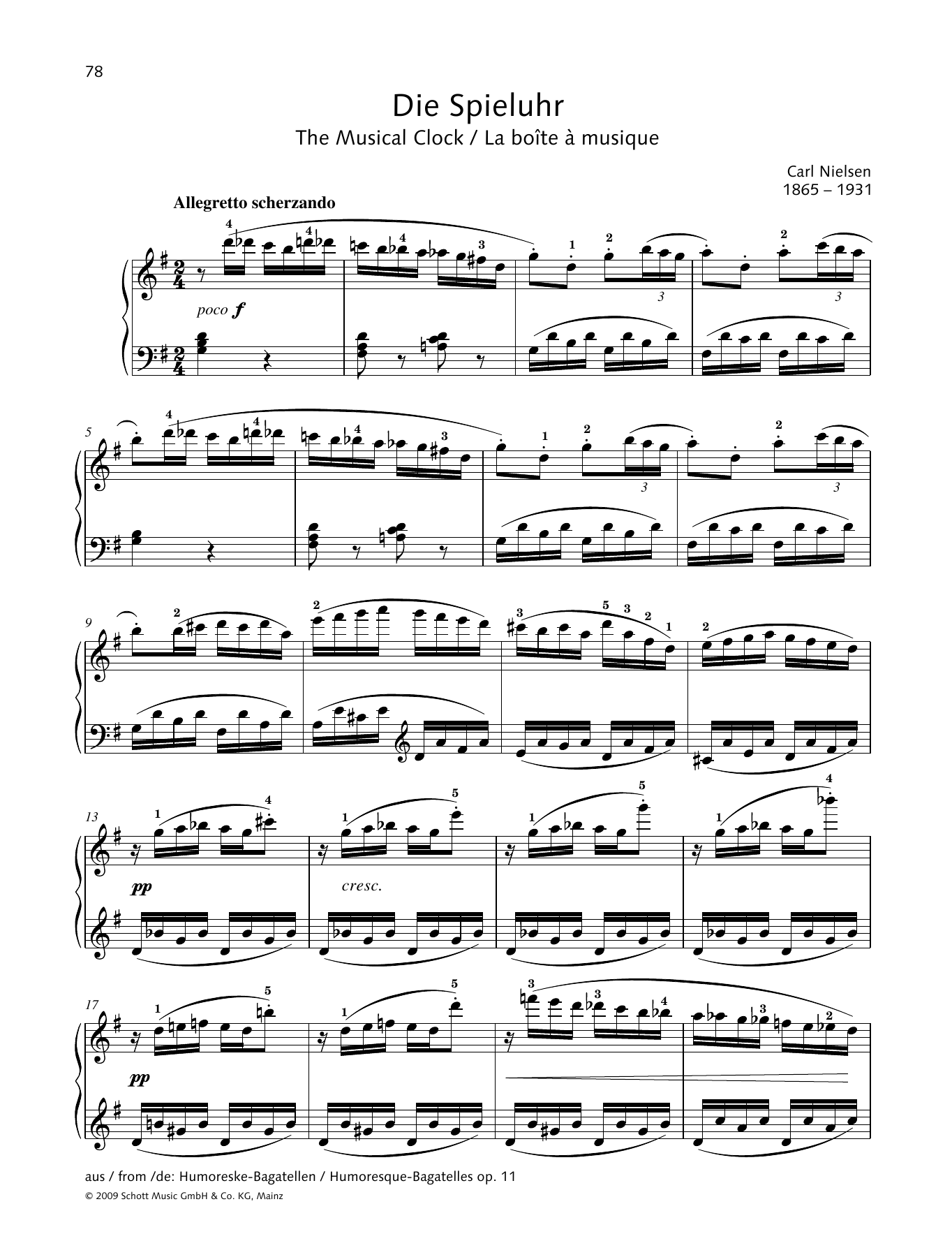 Carl Nielsen The Musical Clock sheet music notes and chords arranged for Piano Solo
