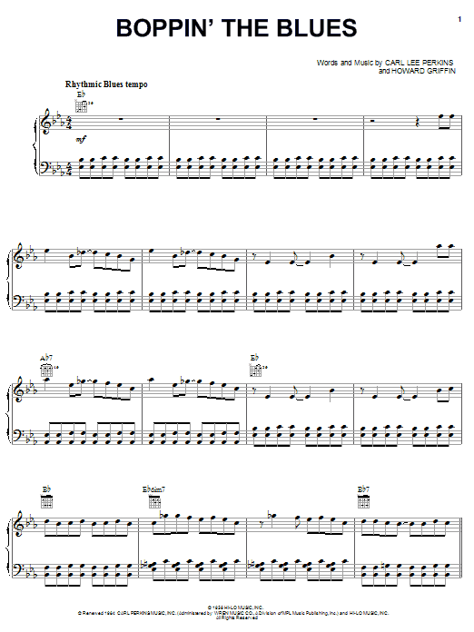 Carl Perkins Boppin' The Blues sheet music notes and chords arranged for Easy Guitar Tab
