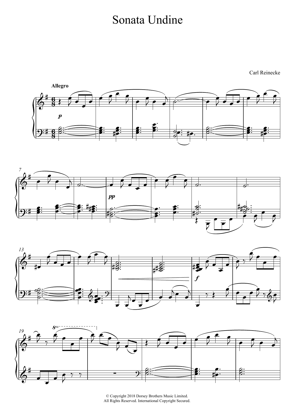 Carl Reinecke Sonata Undine Op. 167 sheet music notes and chords arranged for Piano Solo