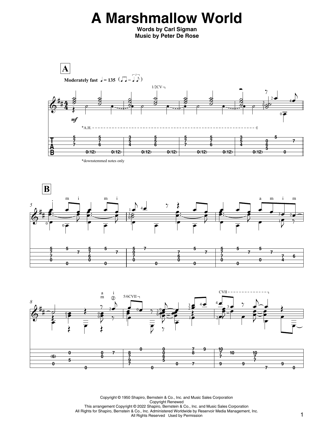 Carl Sigman A Marshmallow World (arr. David Jaggs) sheet music notes and chords arranged for Solo Guitar