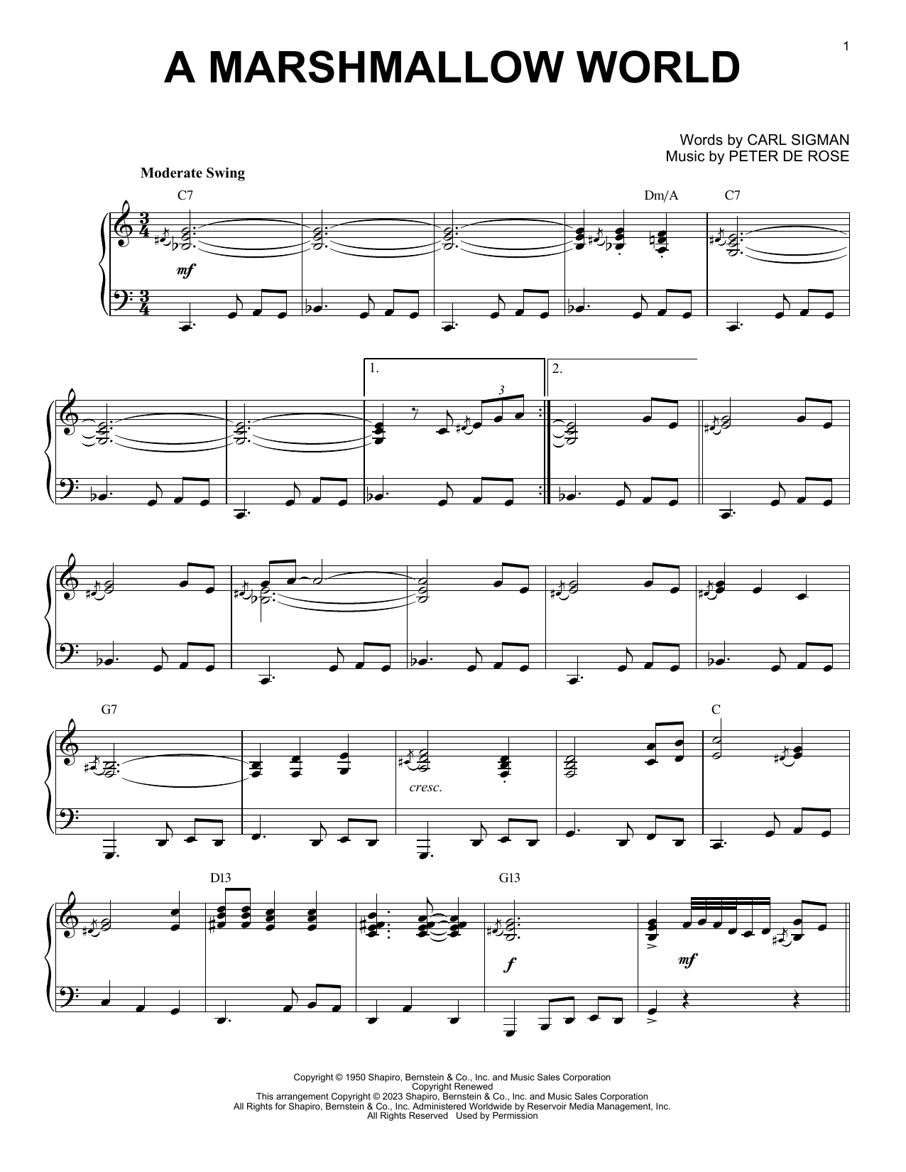 Carl Sigman A Marshmallow World [Boogie Woogie version] (arr. Brent Edstrom) sheet music notes and chords arranged for Piano Solo