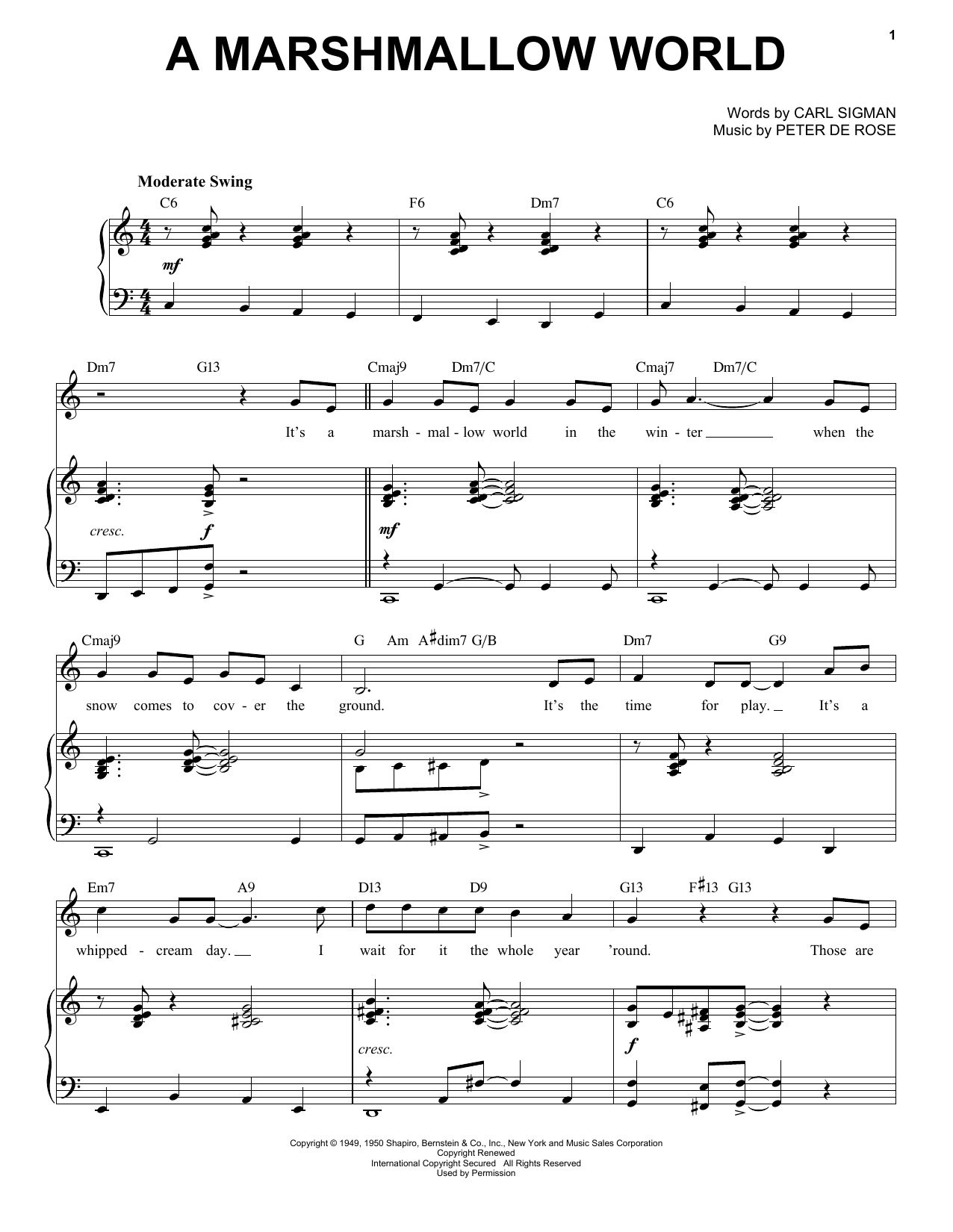 Carl Sigman A Marshmallow World [Jazz Version] (arr. Brent Edstrom) sheet music notes and chords arranged for Piano & Vocal
