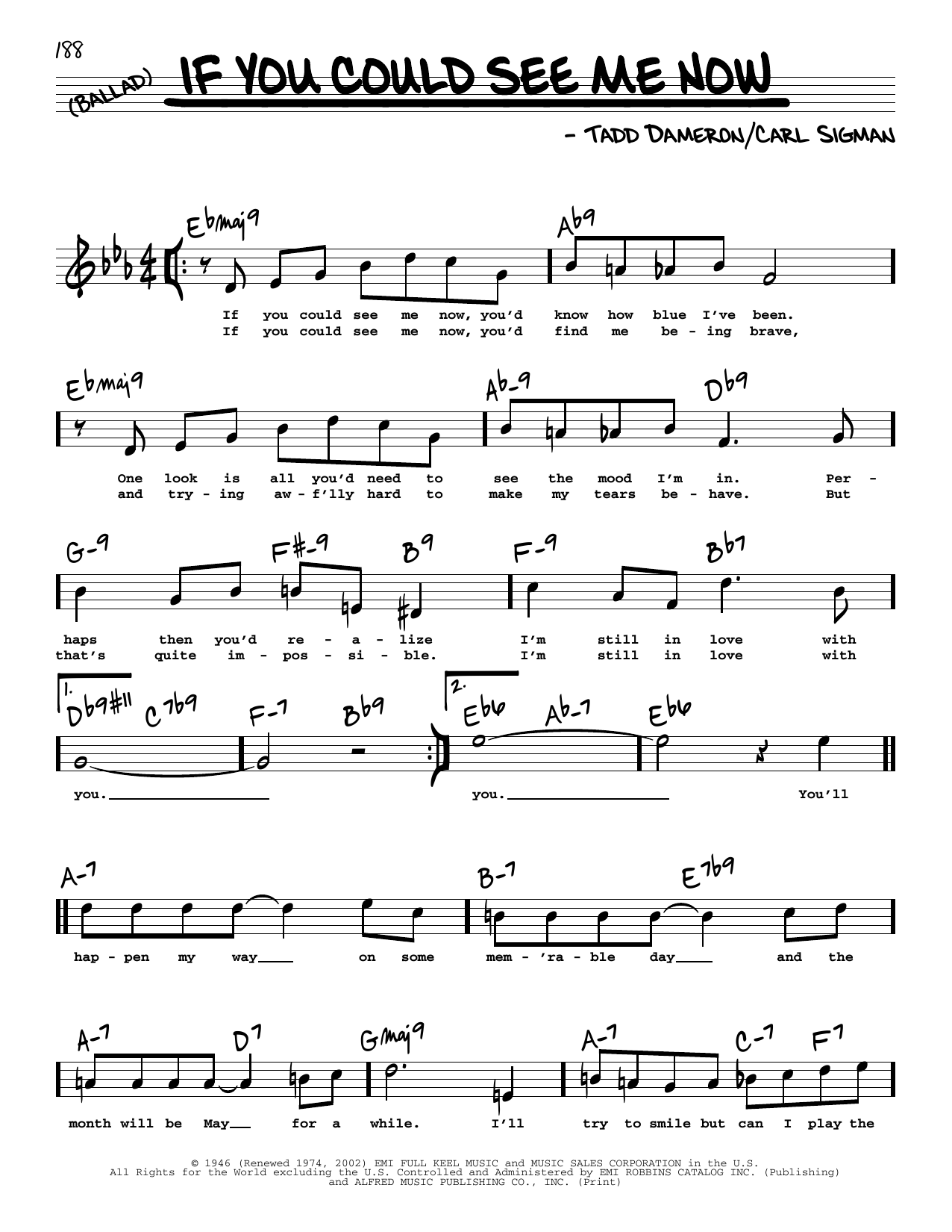 Carl Sigman If You Could See Me Now (High Voice) sheet music notes and chords arranged for Real Book – Melody, Lyrics & Chords