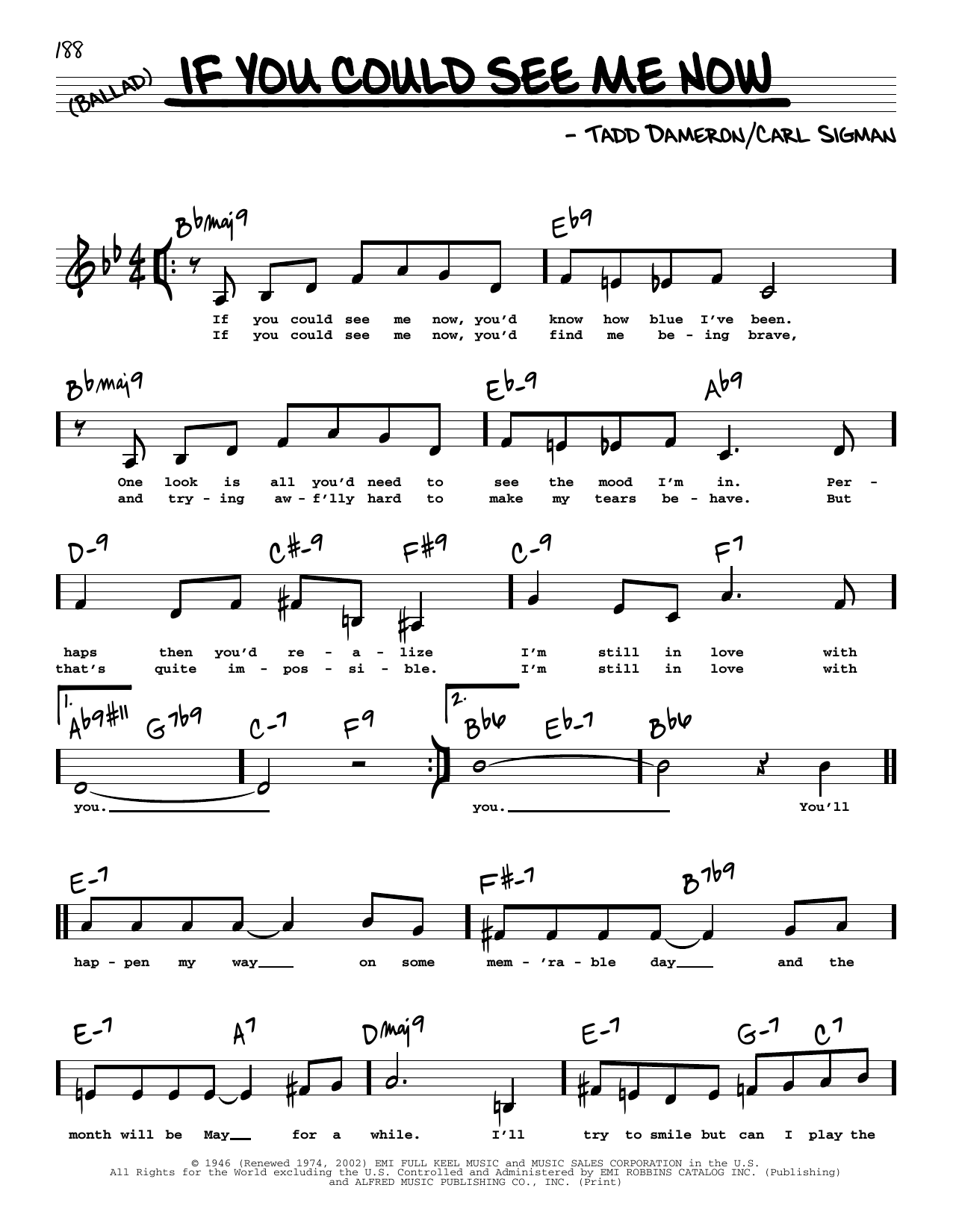 Carl Sigman If You Could See Me Now (Low Voice) sheet music notes and chords arranged for Real Book – Melody, Lyrics & Chords