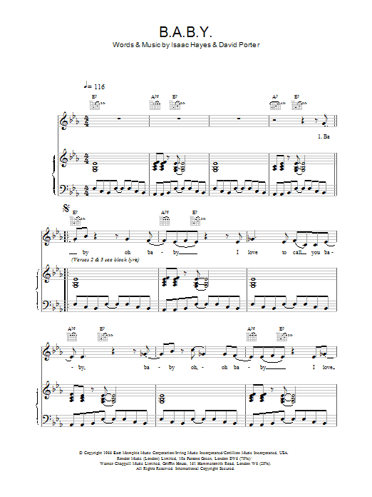 Carla Thomas B-A-B-Y sheet music notes and chords. Download Printable PDF.