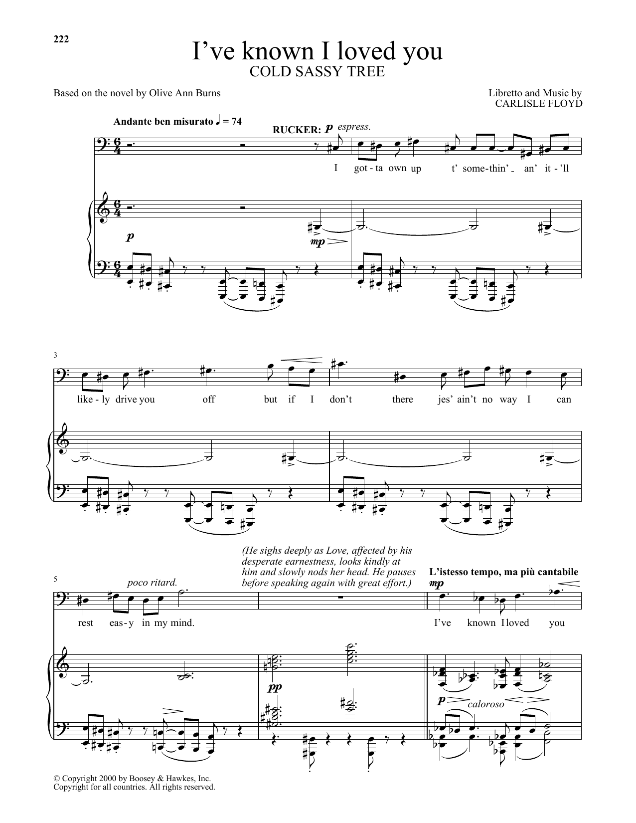 Carlisle Floyd I've Known I Loved You sheet music notes and chords arranged for Piano & Vocal
