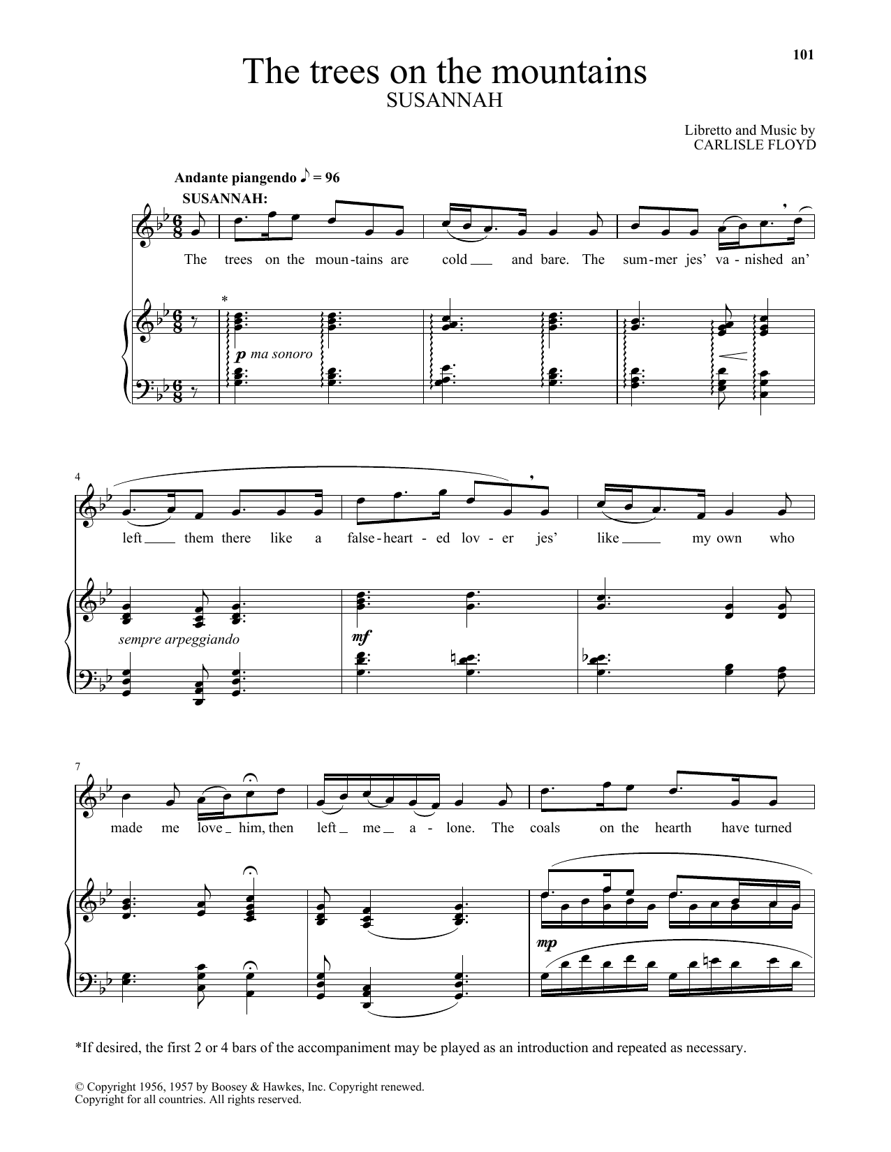 Carlisle Floyd The Trees On The Mountains sheet music notes and chords arranged for Piano & Vocal