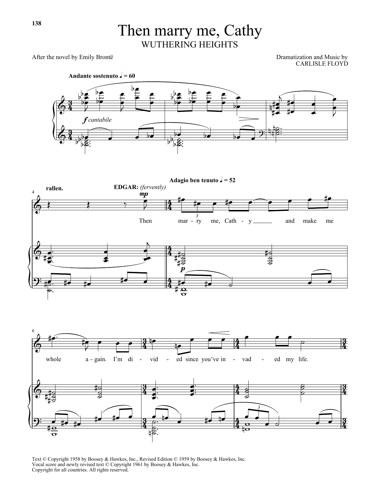 Carlisle Floyd Then Marry Me, Cathy sheet music notes and chords arranged for Piano & Vocal