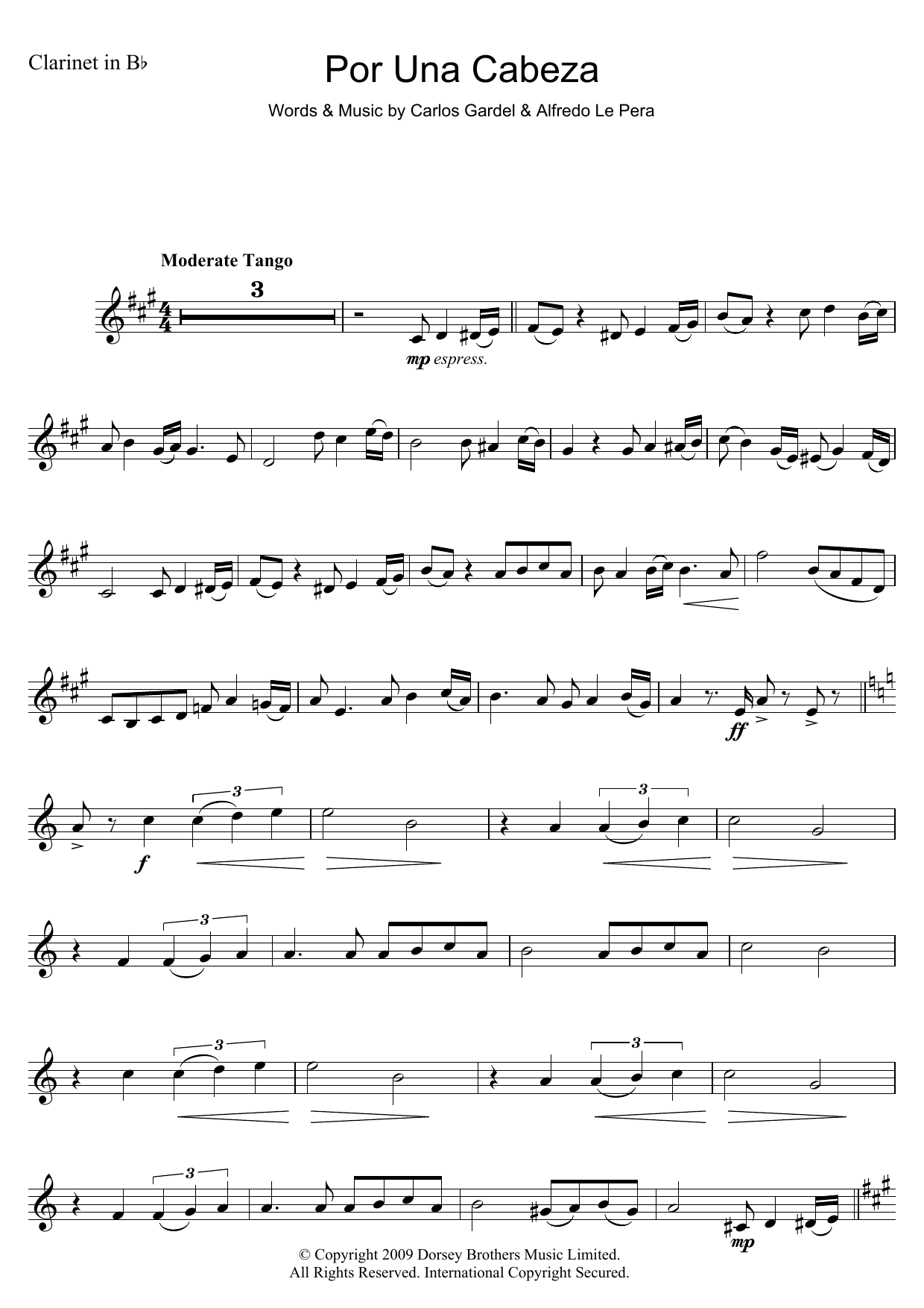 Carlos Gardel Por Una Cabeza sheet music notes and chords arranged for Trumpet Solo