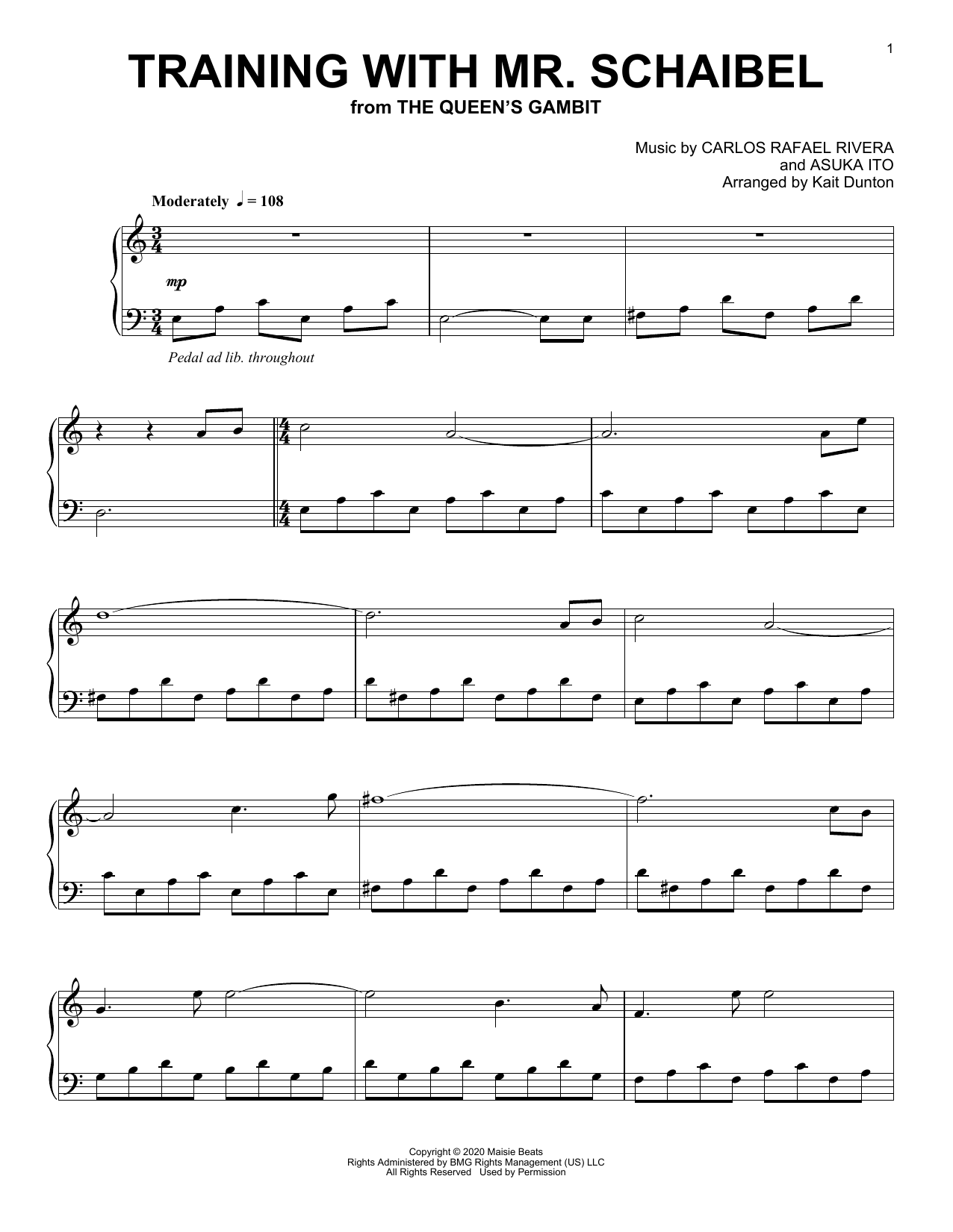 Carlos Rafael Rivera Training With Mr. Schaibel (from The Queen's Gambit) sheet music notes and chords arranged for Piano Solo