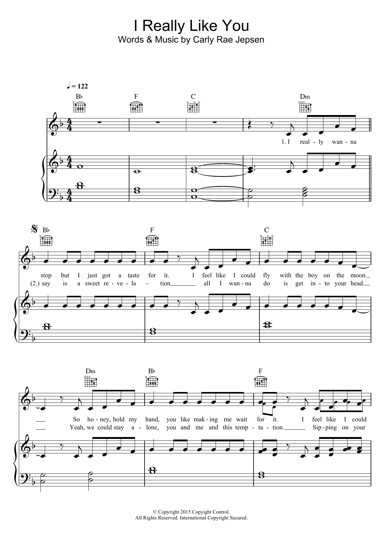 Carly Rae Jepsen I Really Like You sheet music notes and chords arranged for Easy Piano