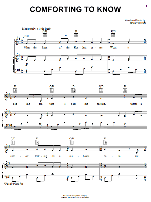 Carly Simon Comforting To Know sheet music notes and chords arranged for Piano, Vocal & Guitar Chords (Right-Hand Melody)