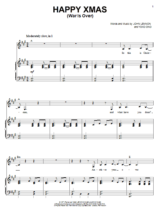 Carly Simon Happy Xmas (War Is Over) sheet music notes and chords arranged for Piano & Vocal