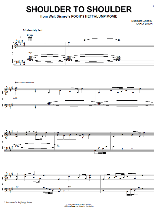 Carly Simon Shoulder To Shoulder sheet music notes and chords arranged for Piano, Vocal & Guitar Chords (Right-Hand Melody)
