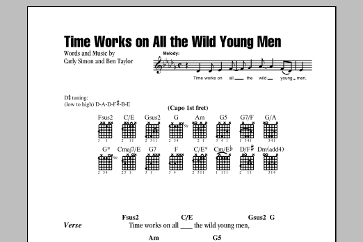 Carly Simon Time Works On All The Wild Young Men sheet music notes and chords arranged for Guitar Chords/Lyrics
