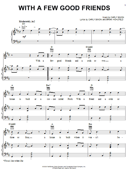 Carly Simon With A Few Good Friends sheet music notes and chords arranged for Piano, Vocal & Guitar Chords (Right-Hand Melody)