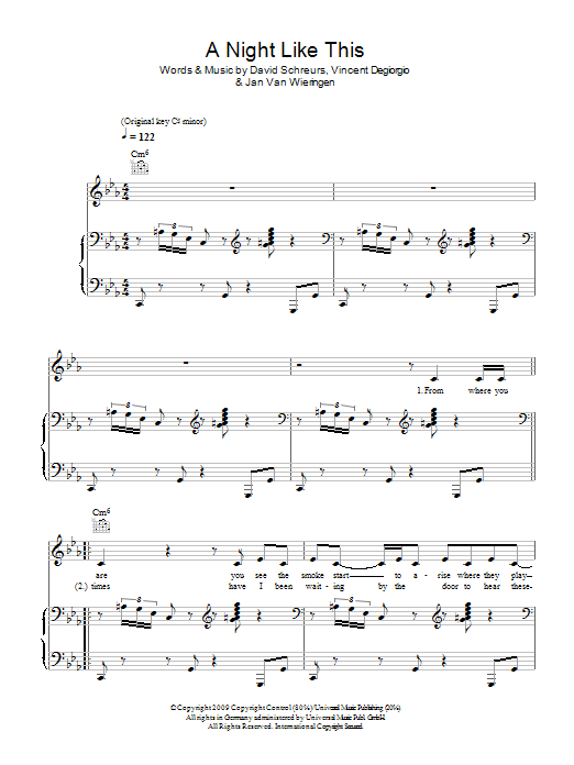 Caro Emerald A Night Like This sheet music notes and chords arranged for Piano, Vocal & Guitar Chords