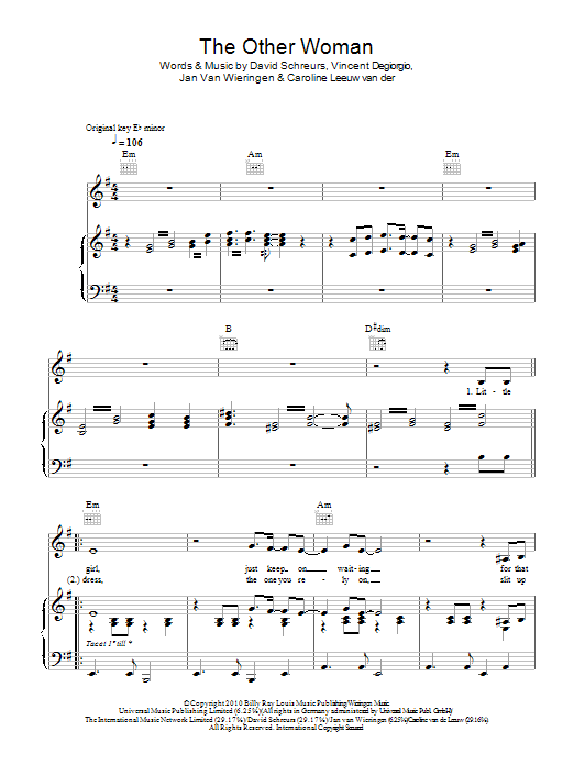 Caro Emerald The Other Woman sheet music notes and chords arranged for Piano, Vocal & Guitar Chords