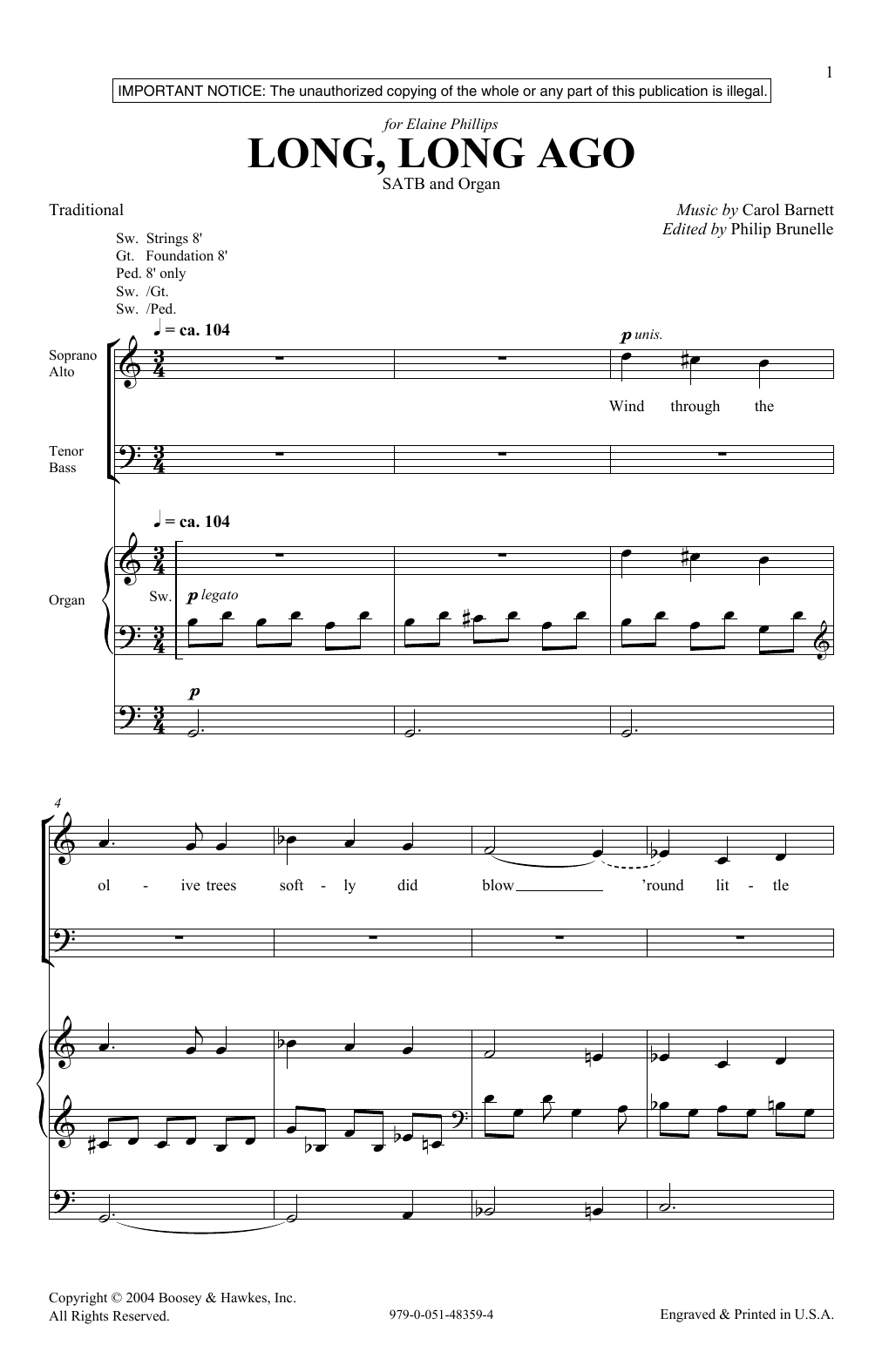Carol Barnett Long, Long Ago sheet music notes and chords arranged for SATB Choir