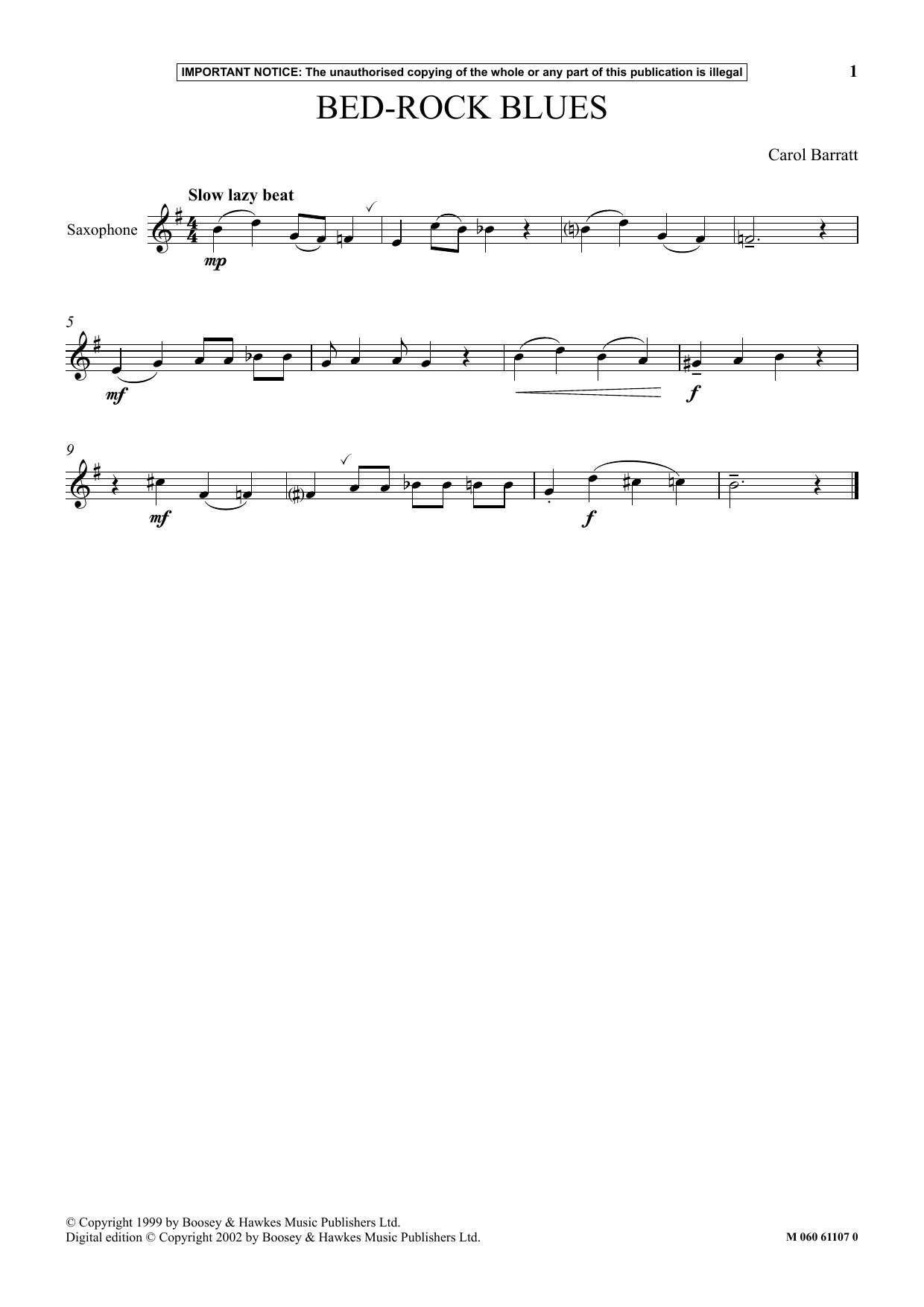 Carol Barratt Bed-Rock Blues sheet music notes and chords arranged for Instrumental Solo