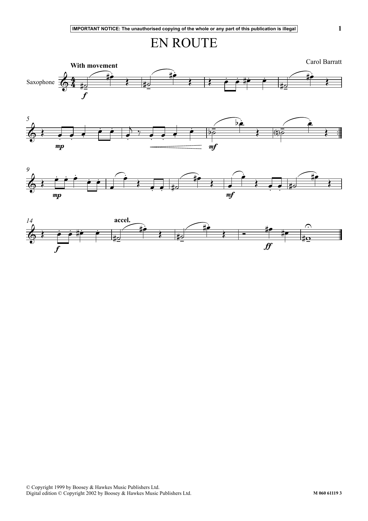 Carol Barratt En Route sheet music notes and chords arranged for Instrumental Solo