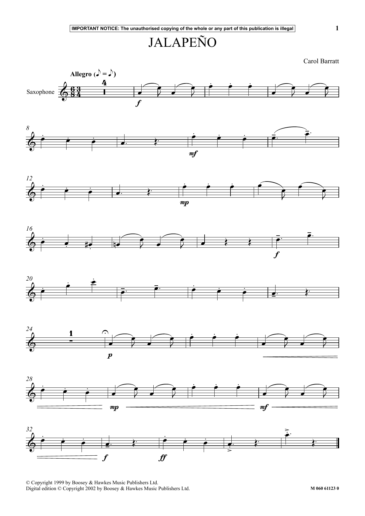 Carol Barratt Jalapeno sheet music notes and chords arranged for Instrumental Solo