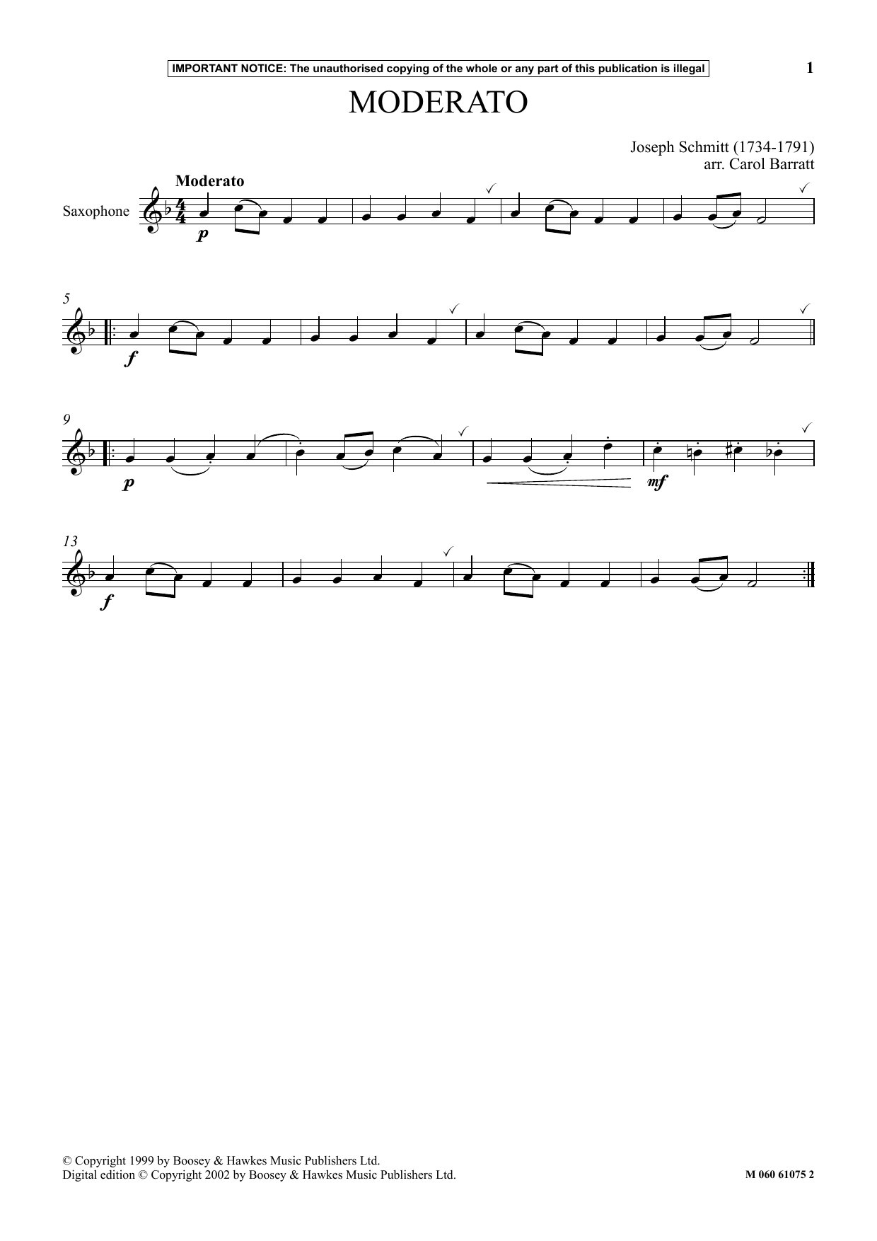 Carol Barratt Moderato sheet music notes and chords arranged for Instrumental Solo