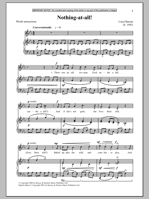 Carol Barratt Nothing At All! sheet music notes and chords arranged for Piano & Vocal