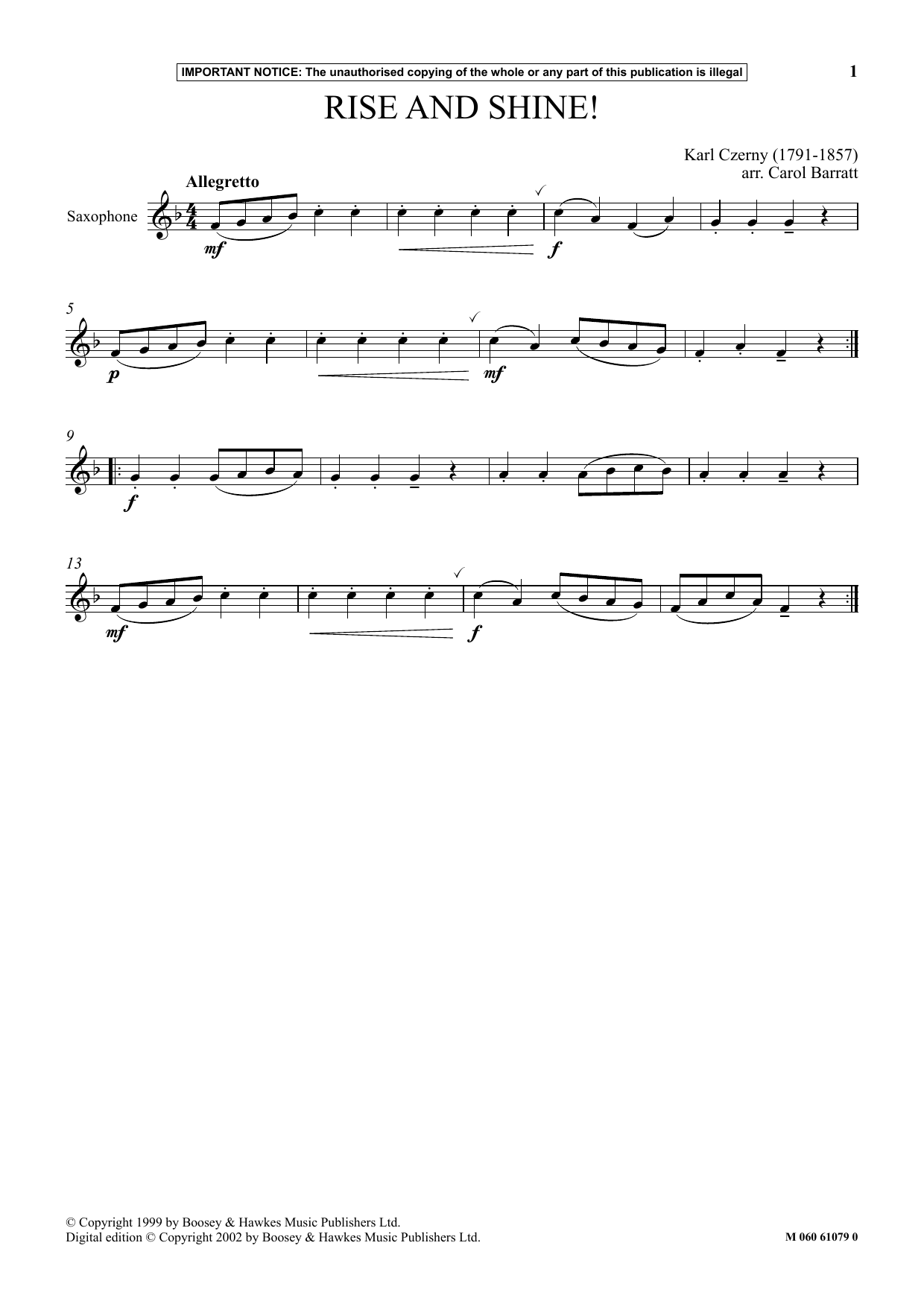 Carol Barratt Rise And Shine! sheet music notes and chords arranged for Instrumental Solo