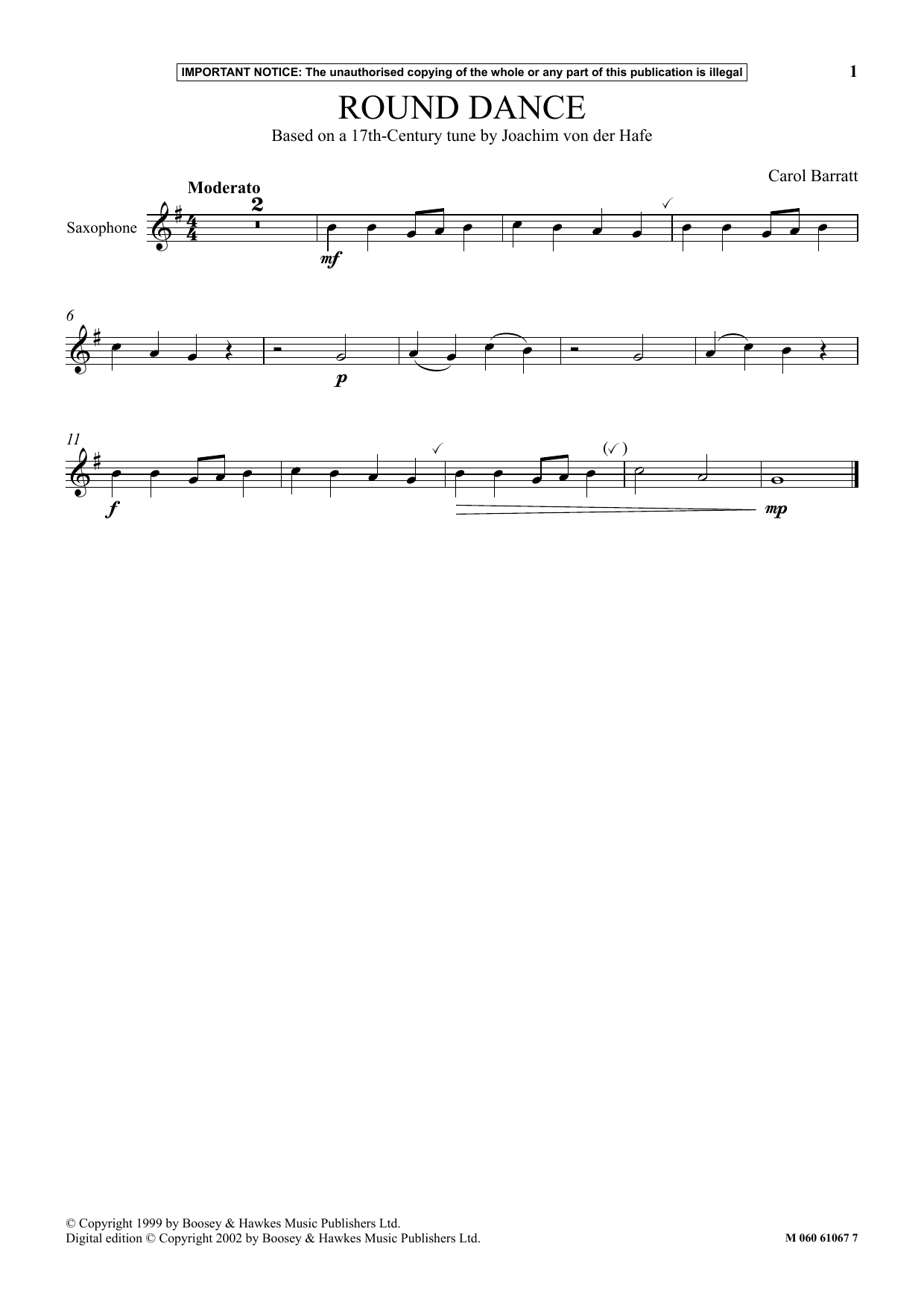 Carol Barratt Round Dance sheet music notes and chords arranged for Instrumental Solo