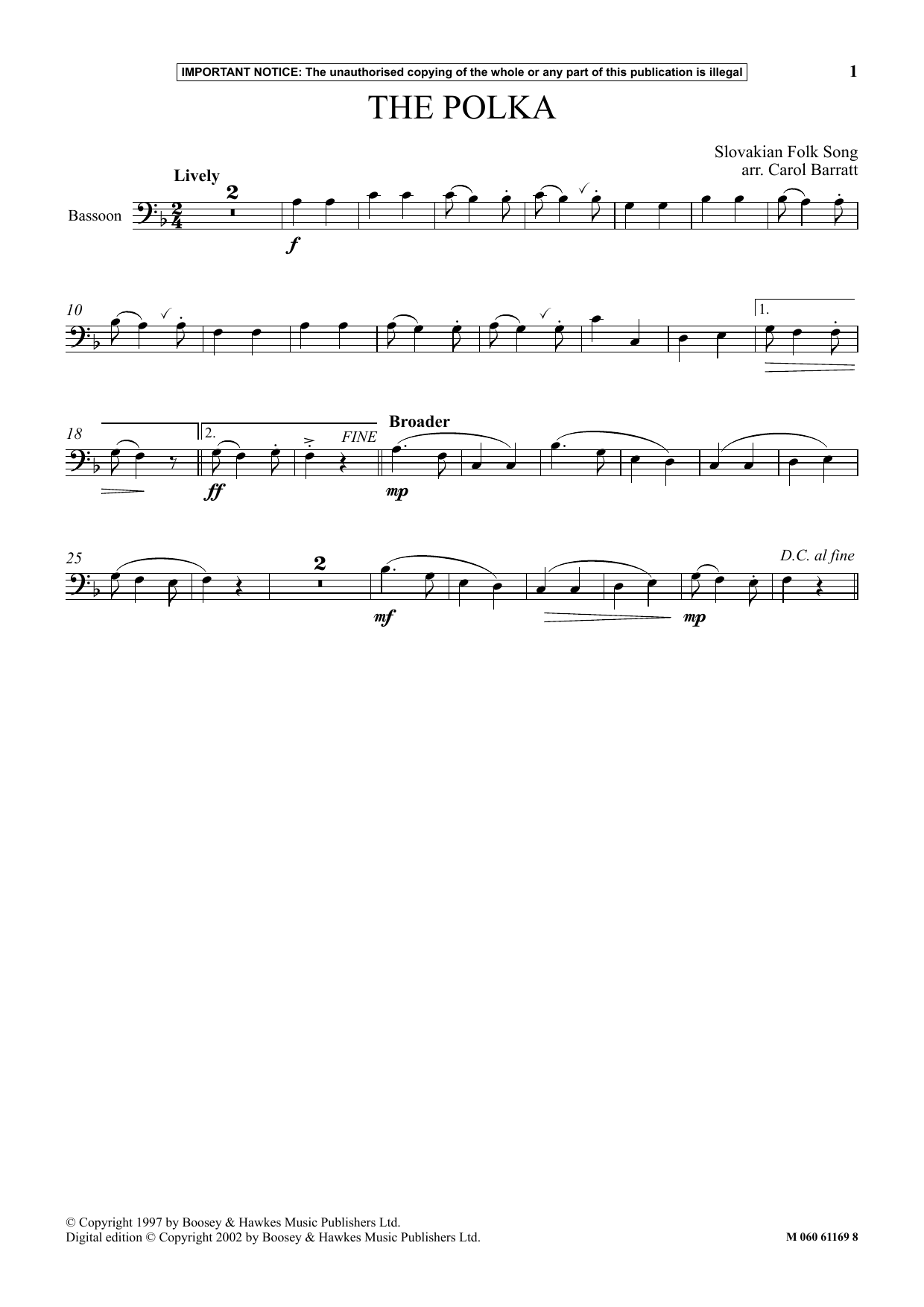 Carol Barratt The Polka sheet music notes and chords arranged for Instrumental Solo