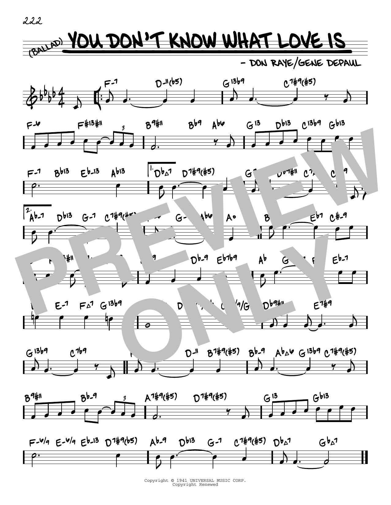 Carol Bruce You Don't Know What Love Is (arr. David Hazeltine) sheet music notes and chords arranged for Real Book – Enhanced Chords