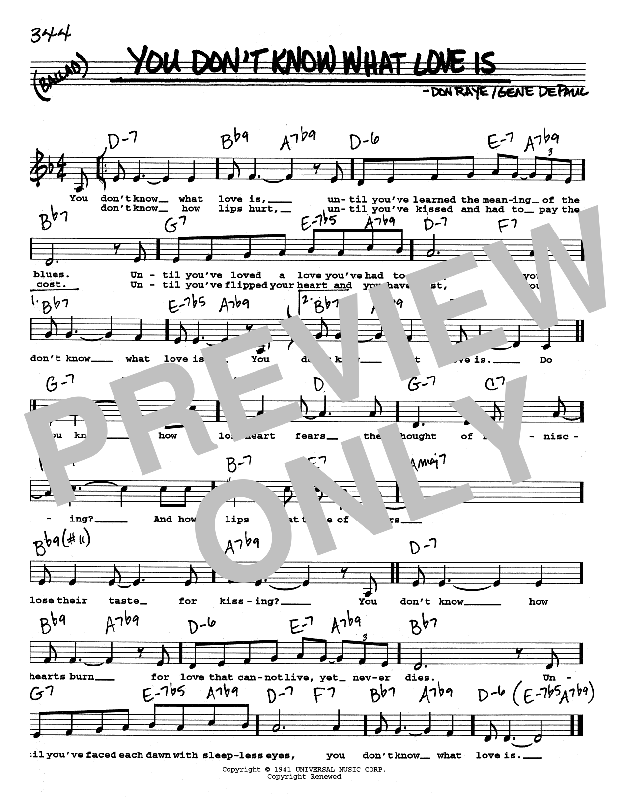 Carol Bruce You Don't Know What Love Is (Low Voice) sheet music notes and chords arranged for Real Book – Melody, Lyrics & Chords