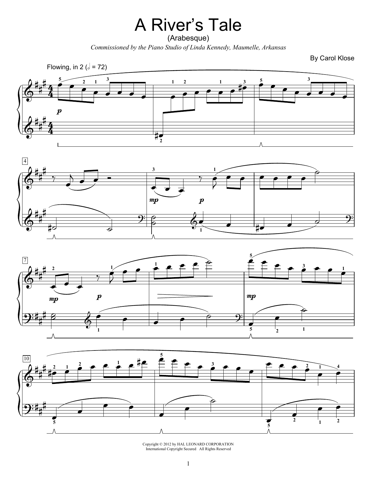 Carol Klose A River's Tale sheet music notes and chords arranged for Educational Piano