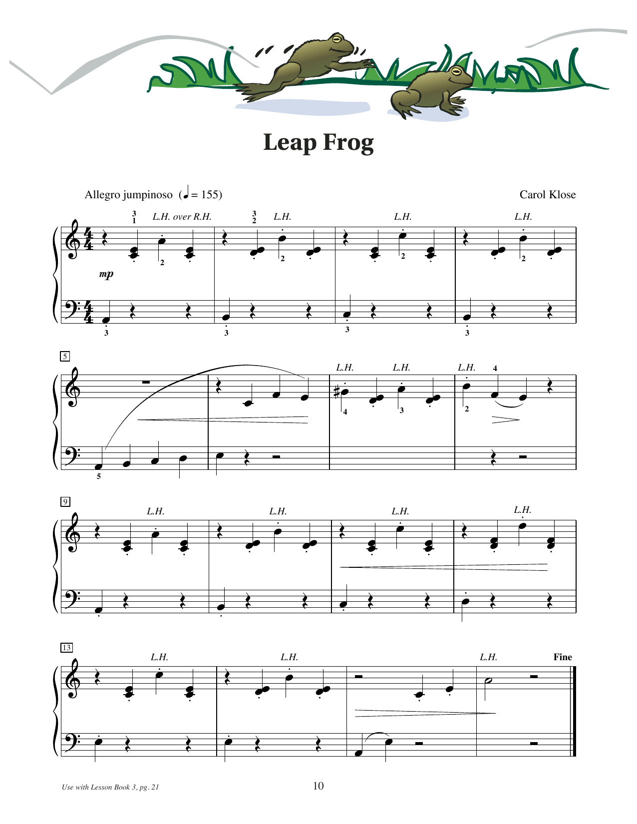 Carol Klose Leap Frog sheet music notes and chords arranged for Educational Piano