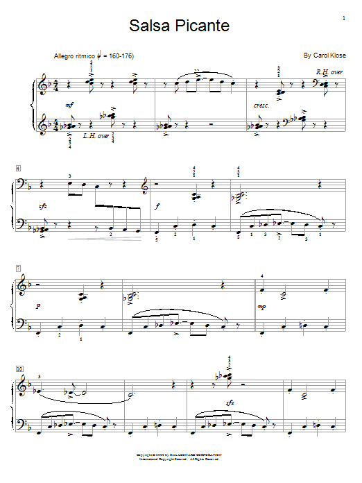 Carol Klose Salsa Picante sheet music notes and chords arranged for Educational Piano