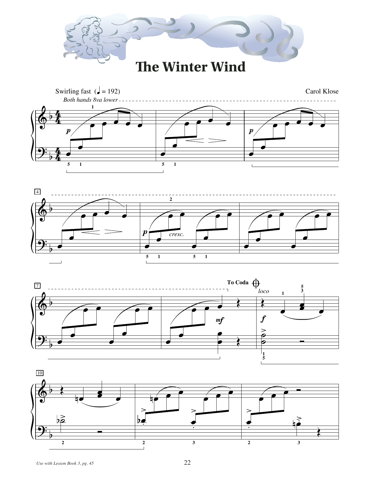 Carol Klose The Winter Wind sheet music notes and chords arranged for Educational Piano