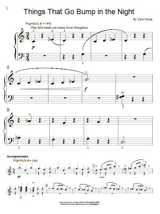 Carol Klose Things That Go Bump In The Night sheet music notes and chords arranged for Educational Piano
